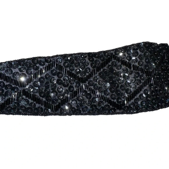 Dressy Black beaded M/L women’s cumberbund belt - Picture 4 of 6